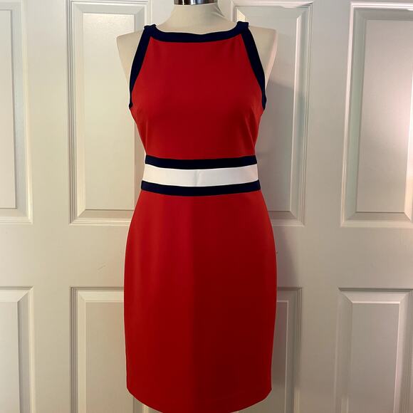 Banana Republic NWT Women's Red, White, Blue Colorblock Dress, size 4 - Picture 1 of 9